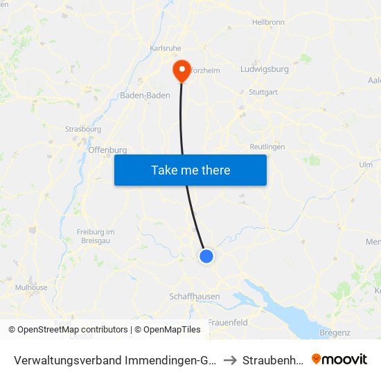 Verwaltungsverband Immendingen-Geisingen to Straubenhardt map