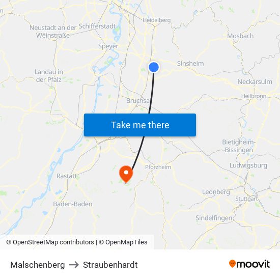 Malschenberg to Straubenhardt map