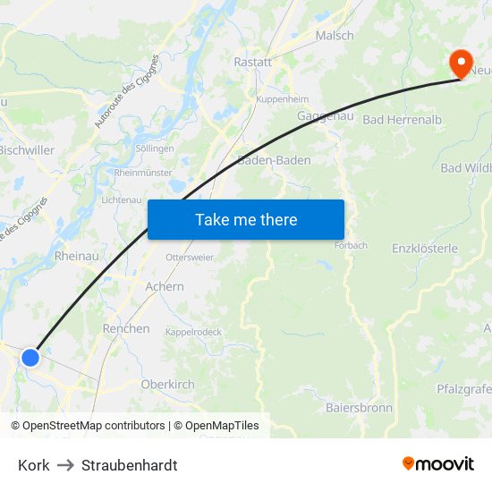 Kork to Straubenhardt map