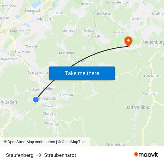 Staufenberg to Straubenhardt map