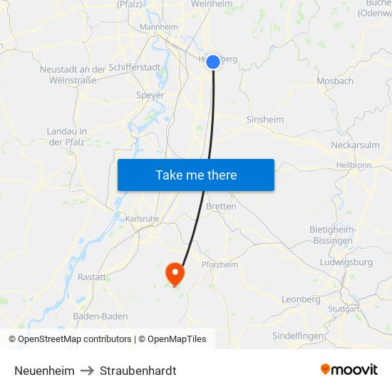 Neuenheim to Straubenhardt map