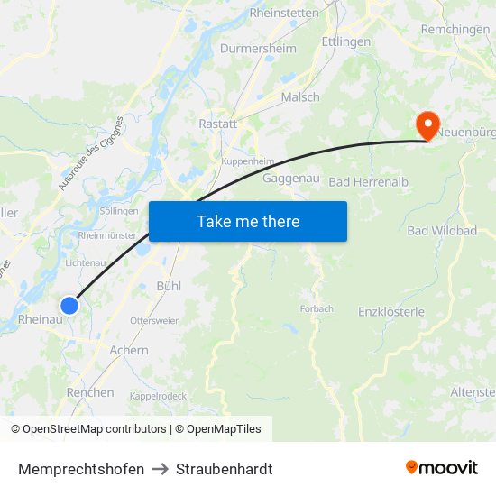 Memprechtshofen to Straubenhardt map