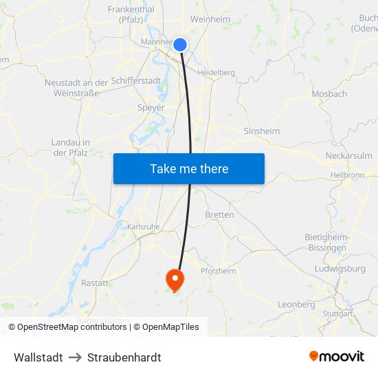 Wallstadt to Straubenhardt map