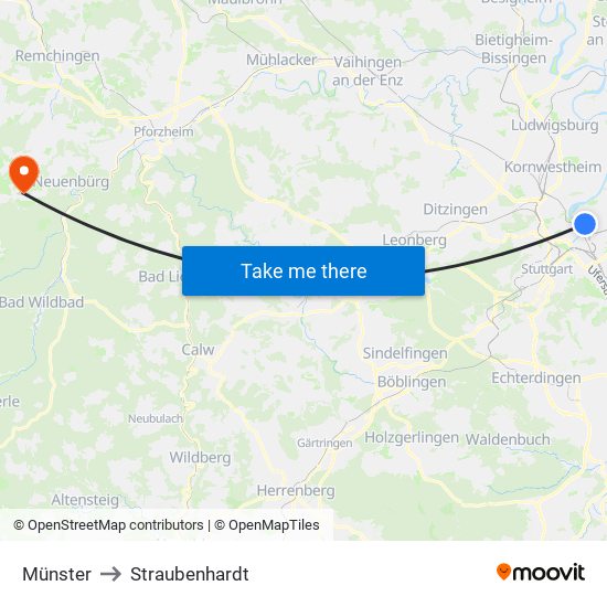 Münster to Straubenhardt map