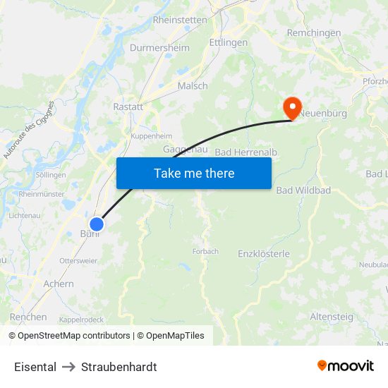 Eisental to Straubenhardt map