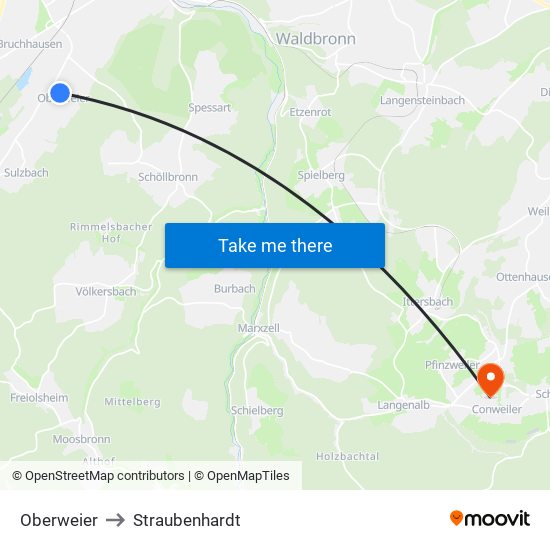 Oberweier to Straubenhardt map