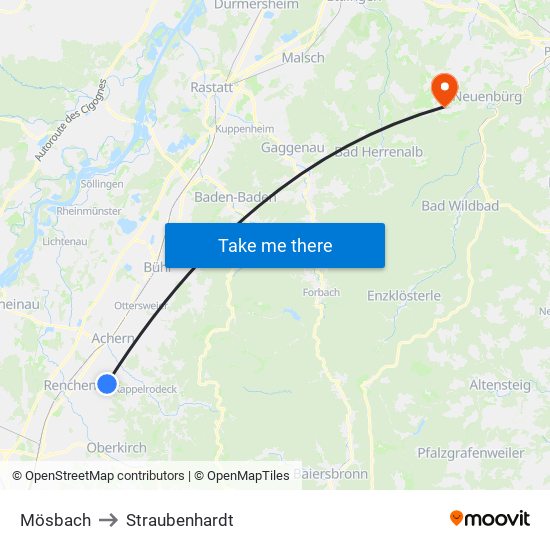 Mösbach to Straubenhardt map