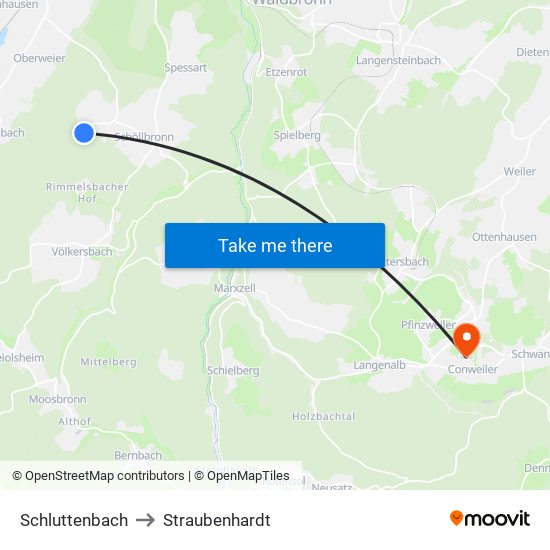 Schluttenbach to Straubenhardt map