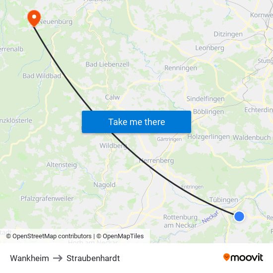 Wankheim to Straubenhardt map