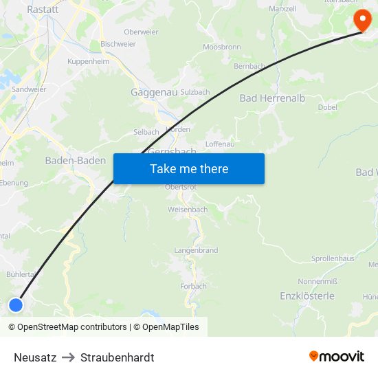 Neusatz to Straubenhardt map