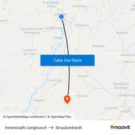 Innenstadt/Jungbusch to Straubenhardt map