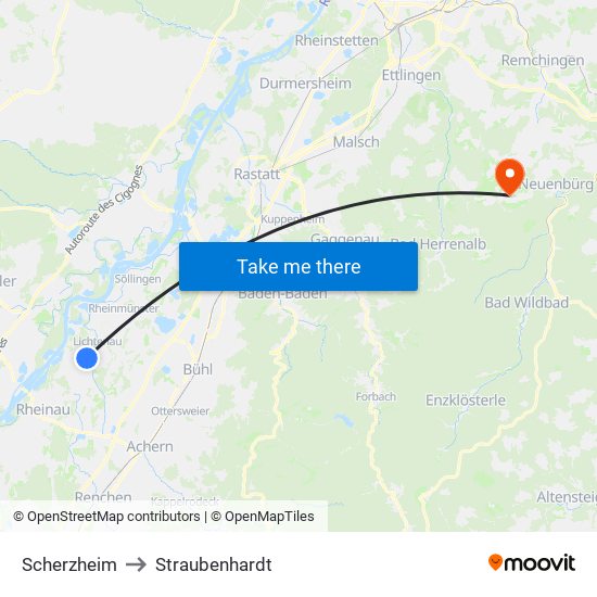 Scherzheim to Straubenhardt map