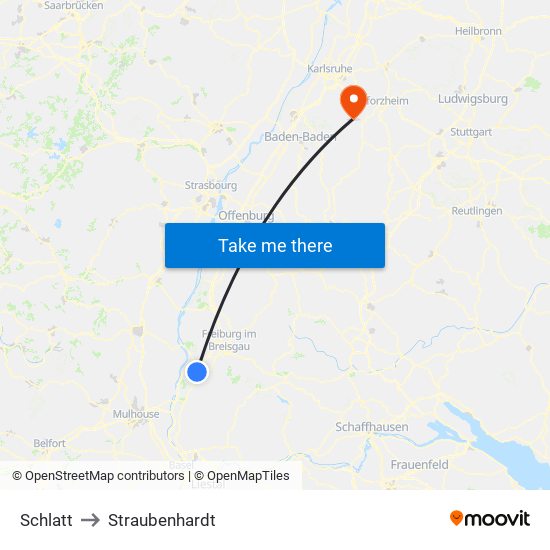 Schlatt to Straubenhardt map