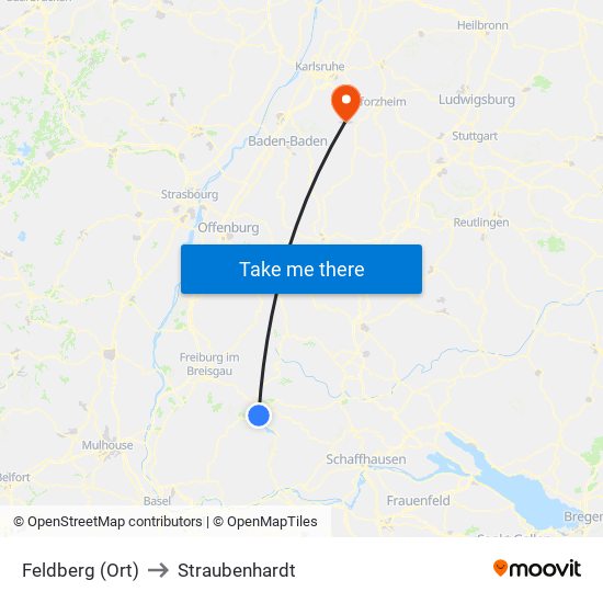 Feldberg (Ort) to Straubenhardt map