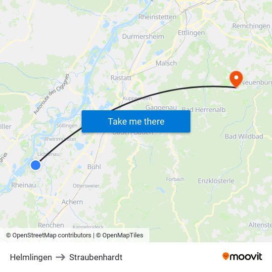Helmlingen to Straubenhardt map