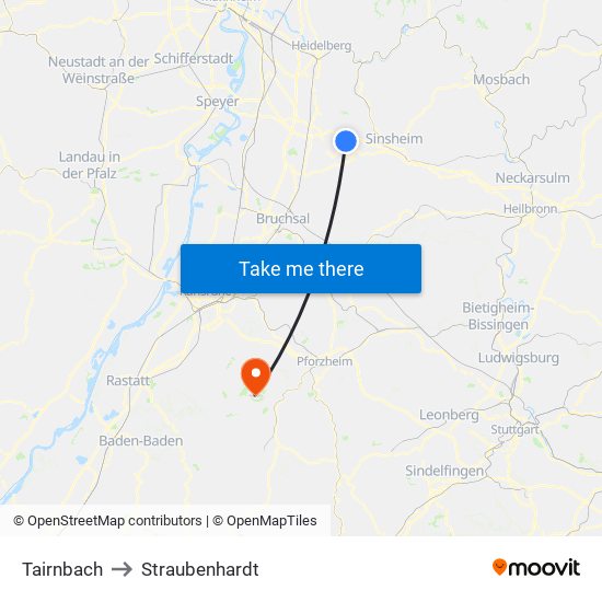 Tairnbach to Straubenhardt map