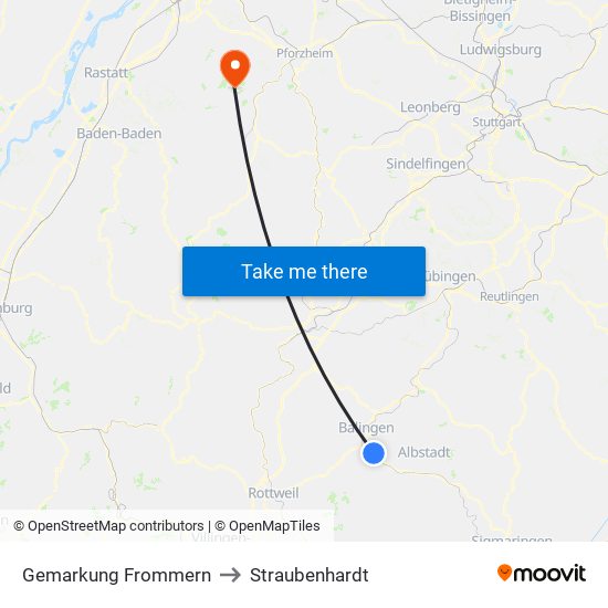 Gemarkung Frommern to Straubenhardt map