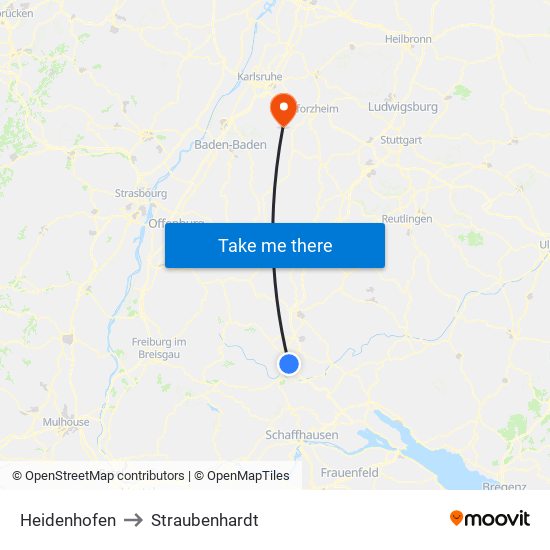 Heidenhofen to Straubenhardt map