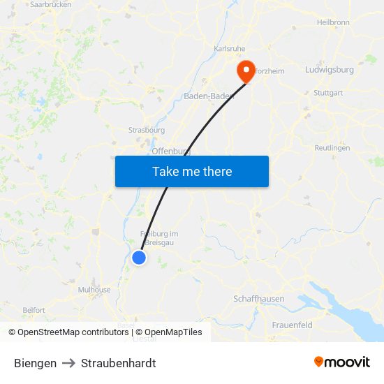 Biengen to Straubenhardt map