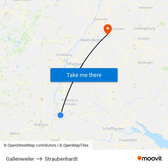 Gallenweiler to Straubenhardt map