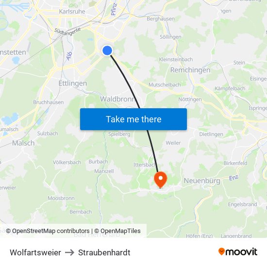 Wolfartsweier to Straubenhardt map