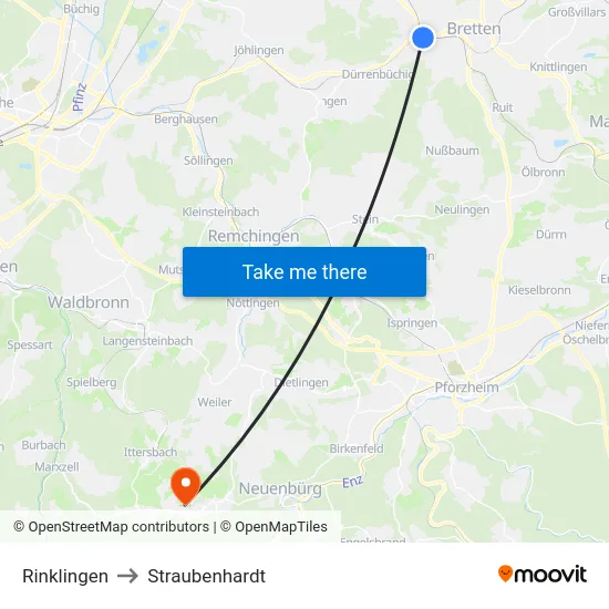 Rinklingen to Straubenhardt map