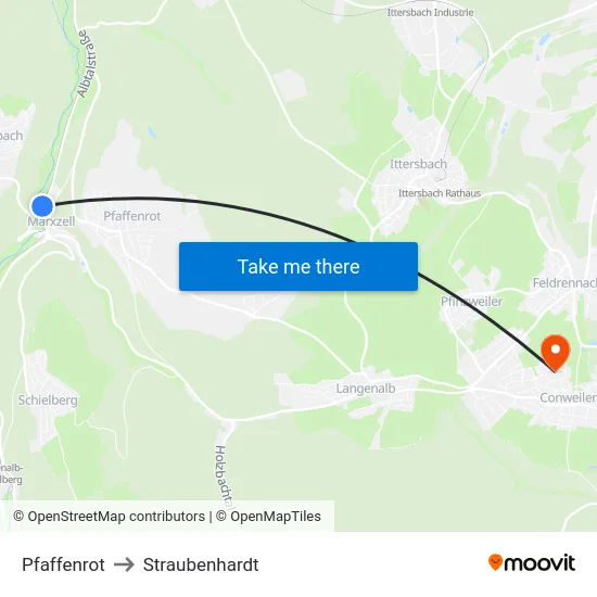 Pfaffenrot to Straubenhardt map