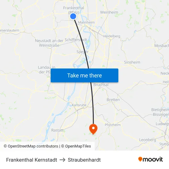Frankenthal Kernstadt to Straubenhardt map
