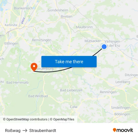Roßwag to Straubenhardt map