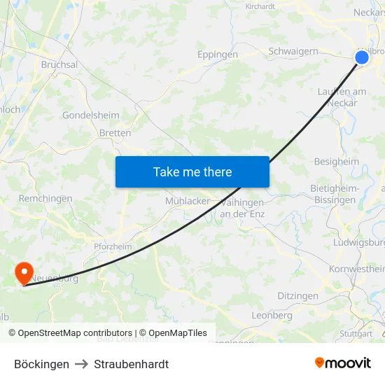 Böckingen to Straubenhardt map