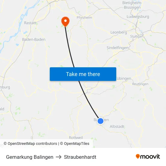Gemarkung Balingen to Straubenhardt map