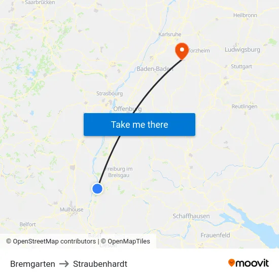Bremgarten to Straubenhardt map