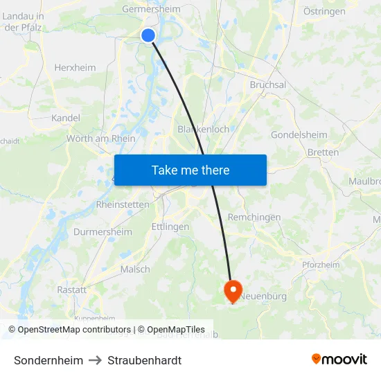 Sondernheim to Straubenhardt map