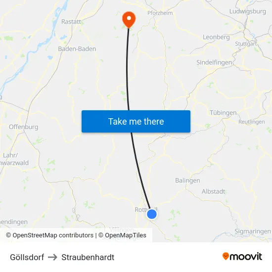 Göllsdorf to Straubenhardt map