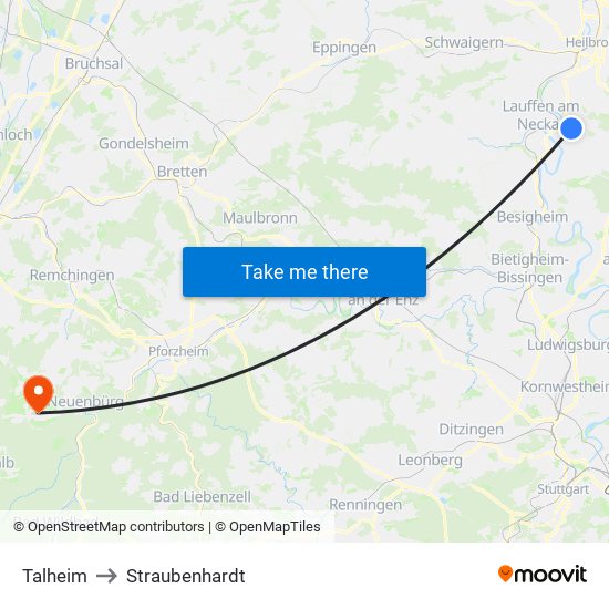 Talheim to Straubenhardt map