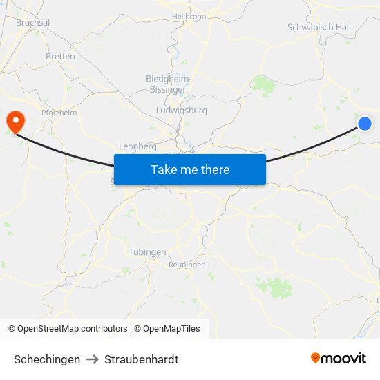 Schechingen to Straubenhardt map