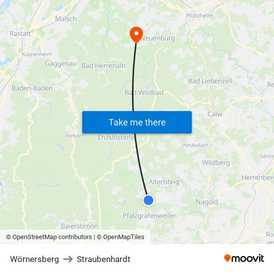 Wörnersberg to Straubenhardt map