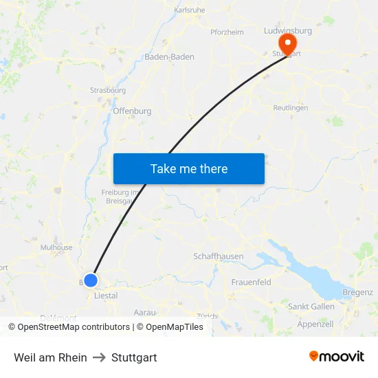 Weil am Rhein to Stuttgart map
