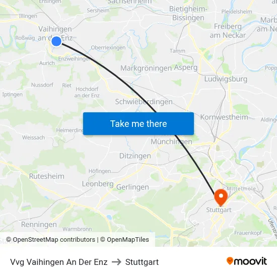 Vvg Vaihingen An Der Enz to Stuttgart map