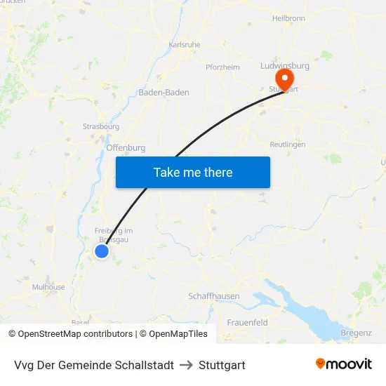Vvg Der Gemeinde Schallstadt to Stuttgart map