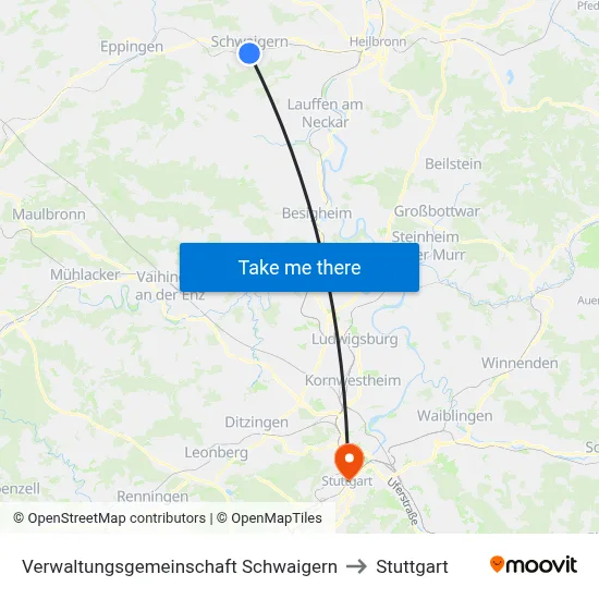 Verwaltungsgemeinschaft Schwaigern to Stuttgart map