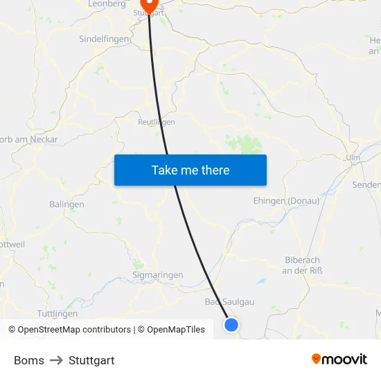 Boms to Stuttgart map