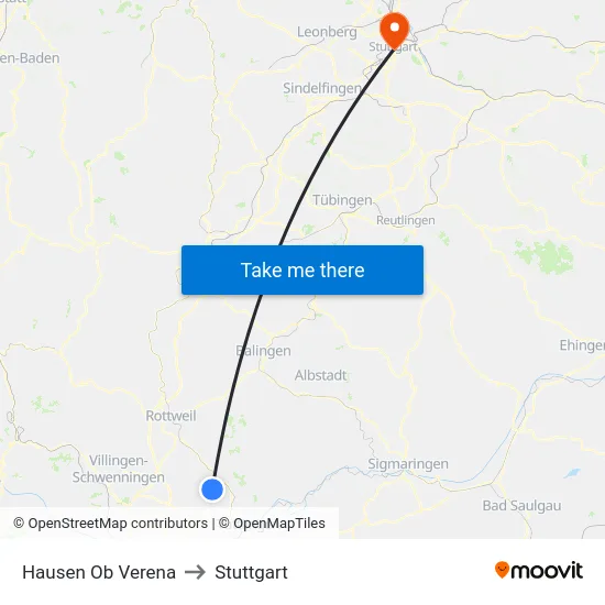 Hausen Ob Verena to Stuttgart map