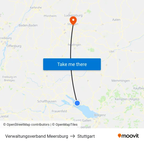 Verwaltungsverband Meersburg to Stuttgart map