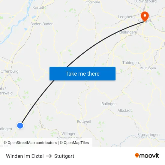 Winden Im Elztal to Stuttgart map