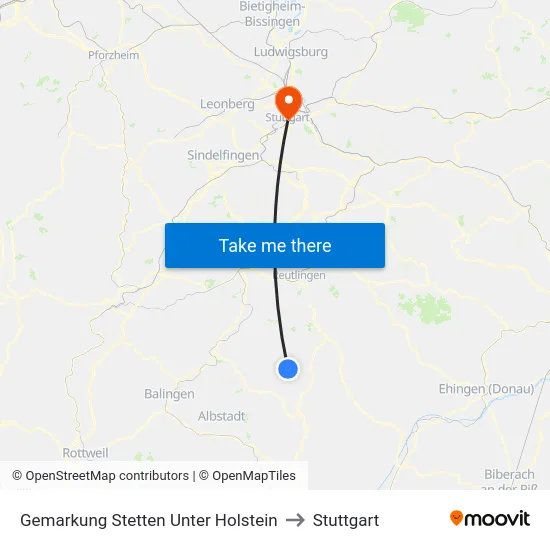 Gemarkung Stetten Unter Holstein to Stuttgart map
