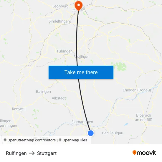 Rulfingen to Stuttgart map