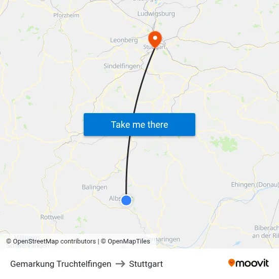 Gemarkung Truchtelfingen to Stuttgart map