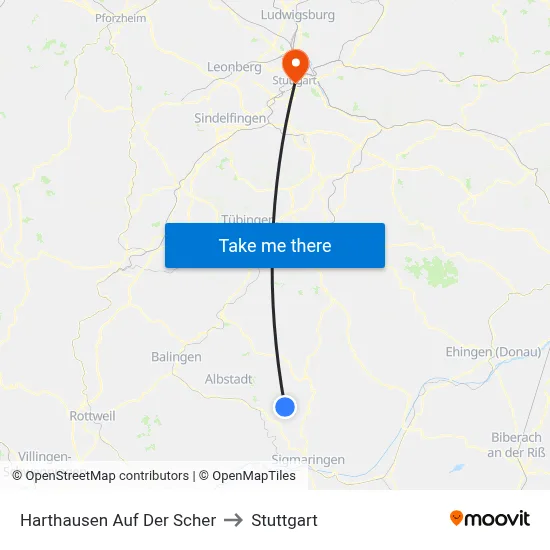 Harthausen Auf Der Scher to Stuttgart map