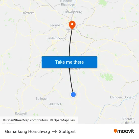 Gemarkung Hörschwag to Stuttgart map